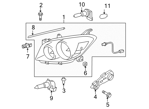 2008 Toyota RAV4 Bulbs Diagram
