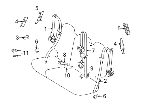 2009 Toyota Land Cruiser Second Row Seat Belts Diagram