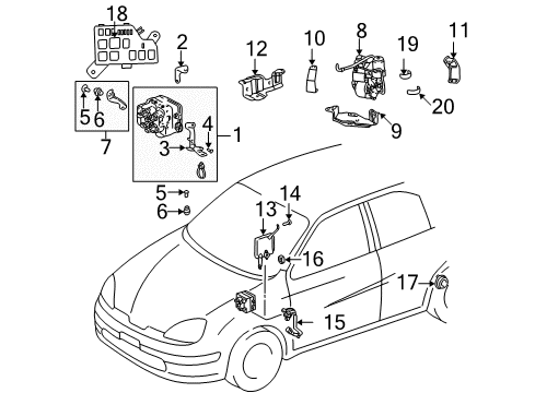2001 Toyota Prius Speed Sensor, Front Passenger Side Diagram for 89542-47010
