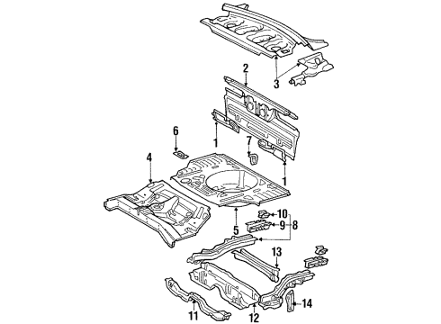 1990 Toyota Tercel Floor Pan, Front Diagram for 58111-16061