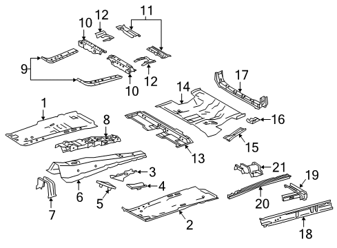 Plate, Front Floor Panel Side, Passenger Side Diagram for 58227-42010