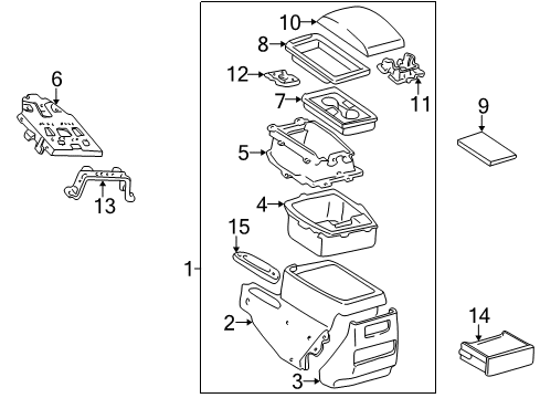 2001 Toyota Land Cruiser Console Assembly, Rear Diagram for 58901-60231-A0