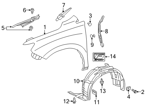 Seal, Front Fender Diagram for 53882-26010