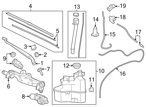 2023 Toyota Prius AWD-e Wiper & Washer Components Diagram