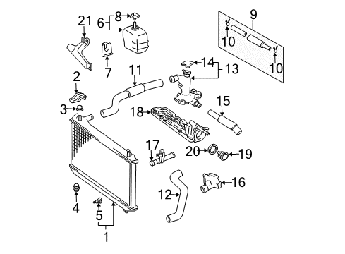 2004 Toyota Avalon Radiator & Components Diagram