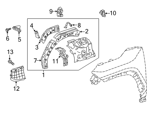 2023 Toyota RAV4 Prime Structural Components & Rails Diagram