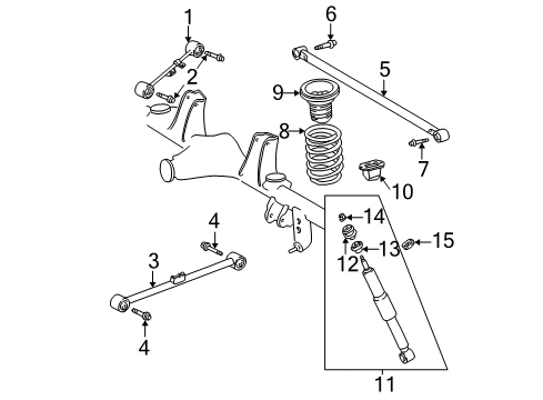 2005 Toyota Sequoia Rear Suspension Components, Lower Control Arm, Upper Control Arm, Stabilizer Bar Diagram