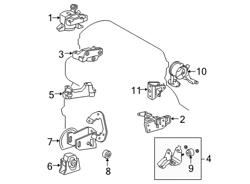 2008 Toyota RAV4 Engine & Trans Mounting Diagram