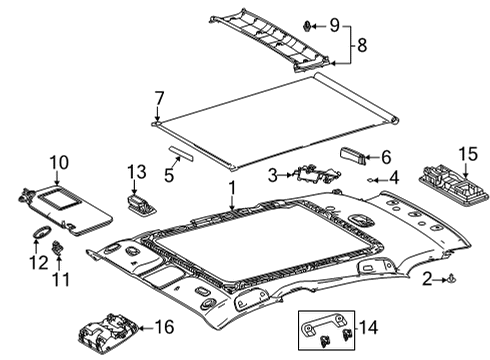 2023 Toyota Venza Interior Trim - Roof Diagram 1 - Thumbnail