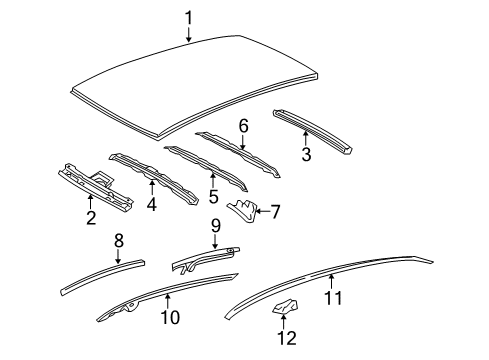 2012 Toyota Yaris Roof & Components, Exterior Trim Diagram