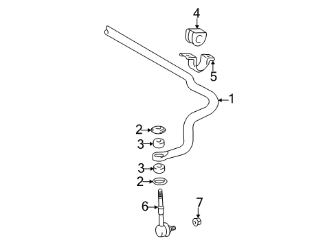 1998 Toyota Tacoma Stabilizer Bar & Components - Front Diagram