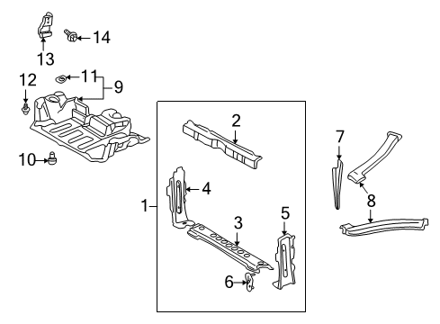 2000 Toyota MR2 Spyder Radiator Support, Front Diagram for 53201-17020