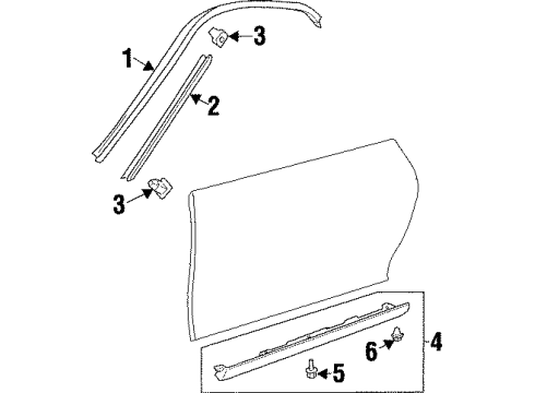 1997 Toyota Supra Exterior Trim - Pillars, Rocker & Floor Diagram