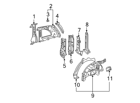 2004 Toyota RAV4 Inner Structure - Quarter Panel Diagram
