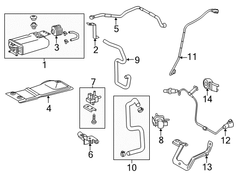 2014 Toyota Highlander Vacuum Switch, Passenger Side Diagram for 25860-0V050