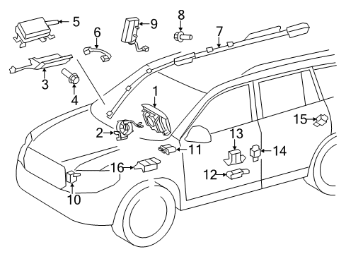 2012 Toyota Highlander Air Bag Components Diagram