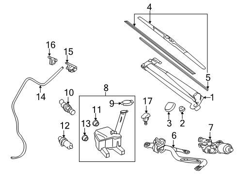 2012 Toyota Yaris Windshield - Wiper & Washer Components Diagram