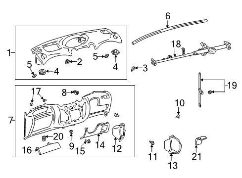 2004 Toyota Echo Cluster & Switches, Instrument Panel Diagram 1 - Thumbnail