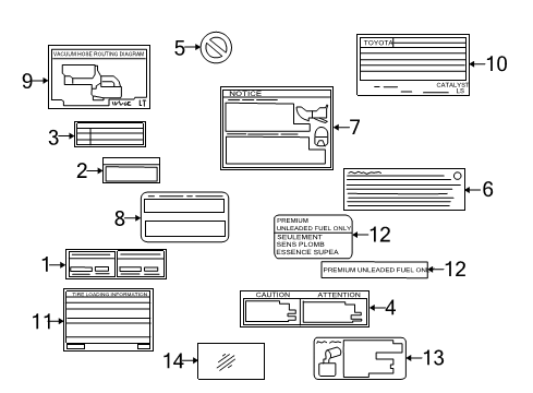 2004 Toyota Celica Information Labels Diagram