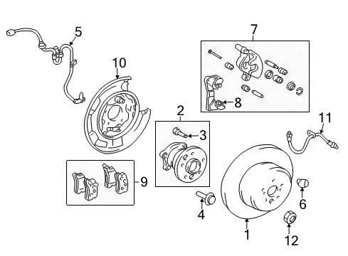 2007 Toyota Highlander Cylinder Assembly, Disc Brake, Rear Driver Side Diagram for 47850-48050