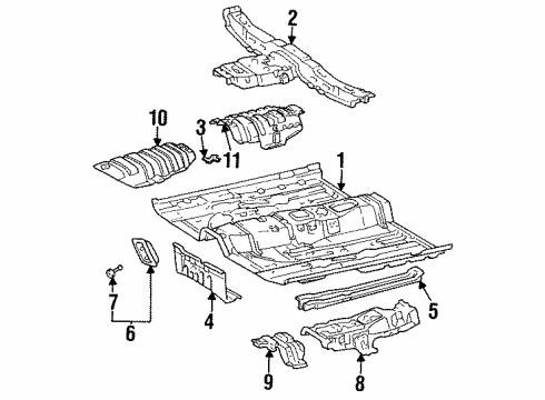 1999 Toyota Avalon Pillars, Rocker & Floor - Floor & Rails Diagram