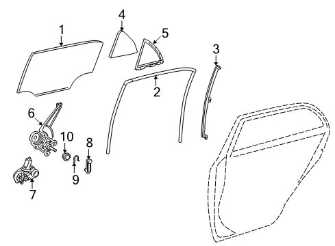 2013 Toyota Corolla Rear Door - Glass & Hardware Diagram