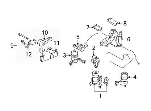 2005 Toyota Avalon Engine & Trans Mounting Diagram