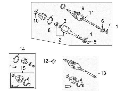 Ring, Shaft Snap (Front Drive Inner Passenger Side) Diagram for 43425-07020