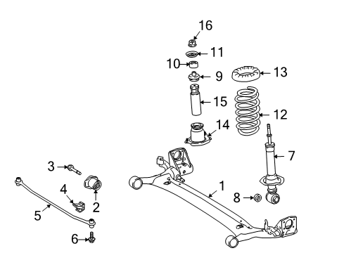 2013 Toyota Corolla Rear Suspension Components, Stabilizer Bar Diagram