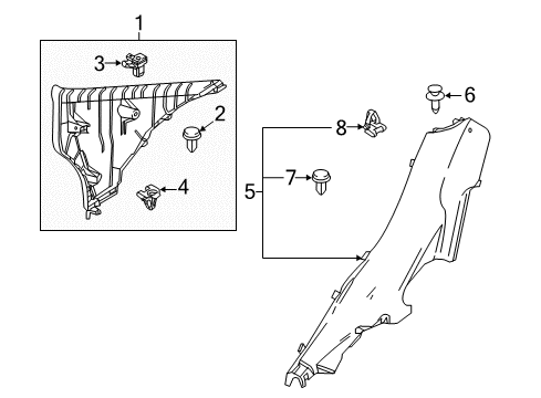 2016 Scion iA Interior Trim - Quarter Panels Diagram