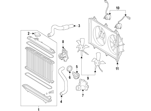 1998 Toyota Corolla Cooling System, Radiator, Water Pump, Cooling Fan Diagram