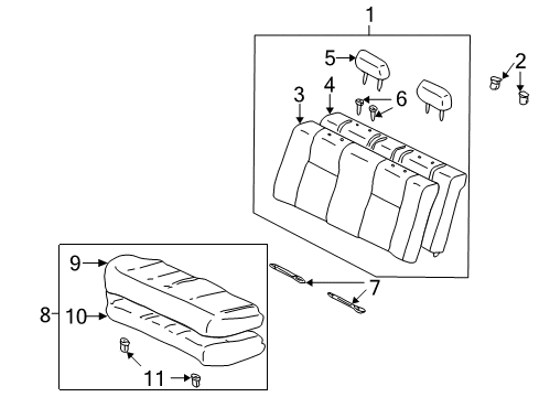 2004 Toyota Corolla Rear Seat Components Diagram
