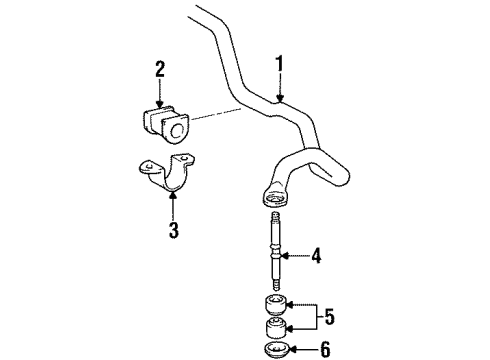 1996 Toyota Paseo Stabilizer Bar & Components - Front Diagram