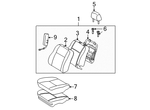 2004 Toyota Corolla Front Seat Components Diagram 1 - Thumbnail