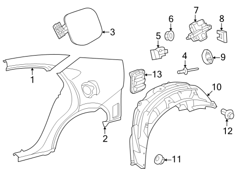 2023 Toyota Prius AWD-e Quarter Panel & Components Diagram