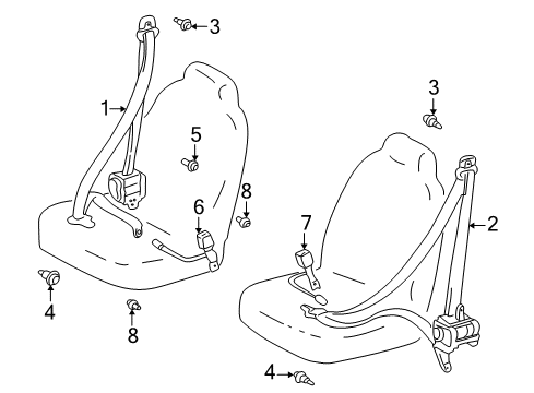 2004 Toyota Echo Front Seat Belts Diagram
