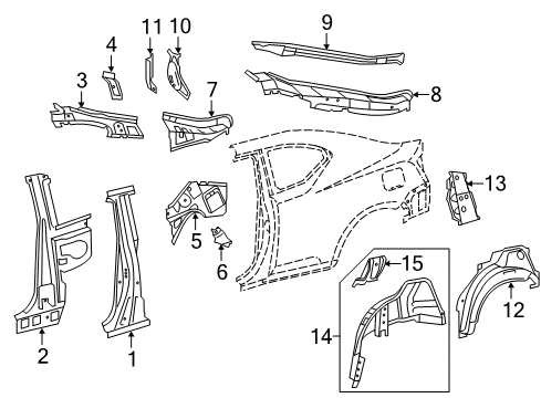 2013 Scion tC Inner Structure - Quarter Panel Diagram