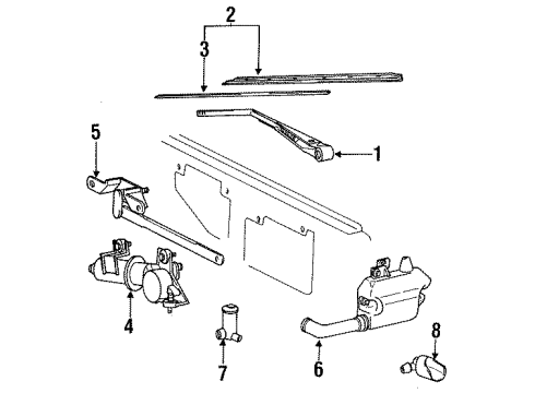 1992 Toyota Land Cruiser Rear Wiper Components Diagram