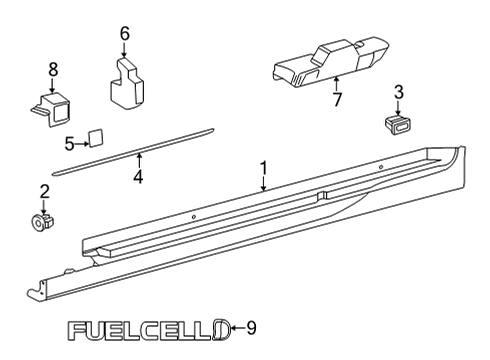 2022 Toyota Mirai Exterior Trim - Pillars Diagram