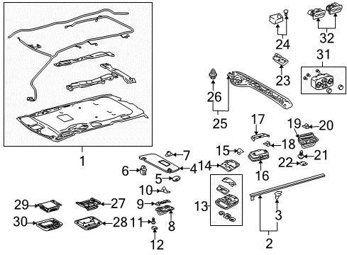 2004 Toyota Sienna Sunvisor, Passenger Side Diagram for 74310-08100-A0