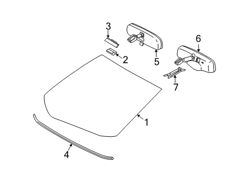 2012 Toyota Matrix Windshield Glass Diagram