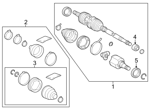 2023 Toyota Prius AWD-e Drive Axles - Front Diagram
