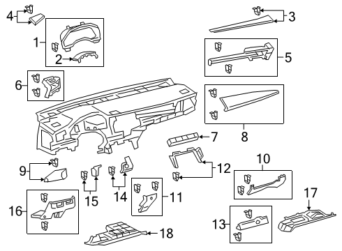 2020 Toyota Avalon Cluster & Switches, Instrument Panel Diagram
