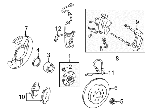 2001 Toyota MR2 Spyder Speed Sensor, Rear Passenger Side Diagram for 89545-17030