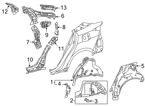 2021 Toyota Prius AWD-e Inner Structure - Quarter Panel Diagram