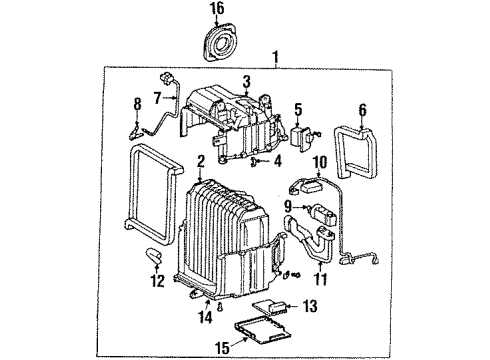1998 Toyota Celica A/C Evaporator Components Diagram