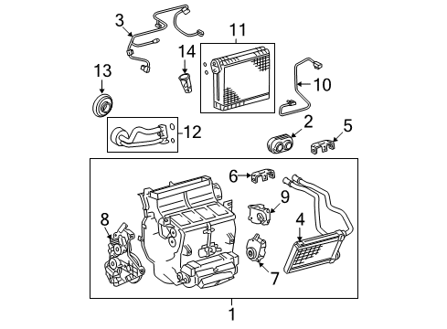 2013 Toyota Tundra A/C Evaporator Components Diagram