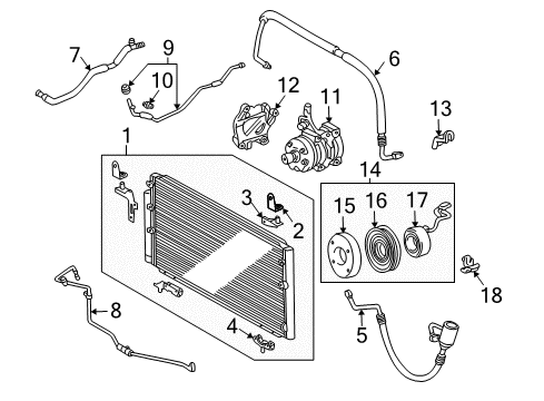 2006 Toyota Tundra A/C Condenser, Compressor & Lines Diagram