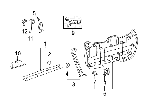 2012 Toyota Highlander Interior Trim - Lift Gate Diagram