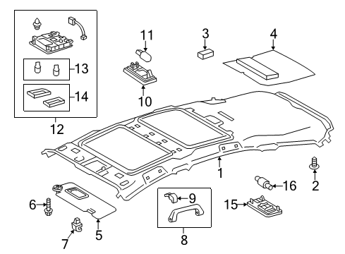 2014 Toyota Prius V Map Lamp Assembly Diagram for 81260-47240-B0